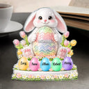 Gift For Grandma,Grandma - Grandkids,Gift For Mother,Easter,Happy - Bunny Grandma And Grandkids 3D Inflated Effect Printed - Personalized Custom Shaped Acrylic Plaque
