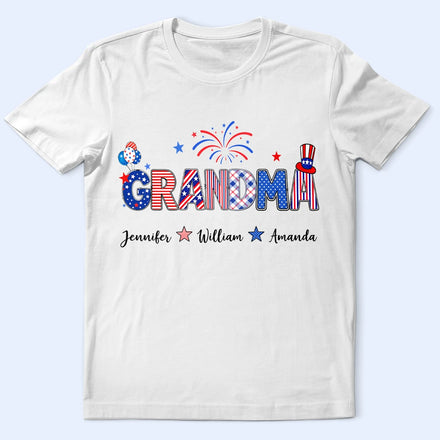 Stars & Stripes Mom Grandma Patriotic Title - Personalized T Shirt