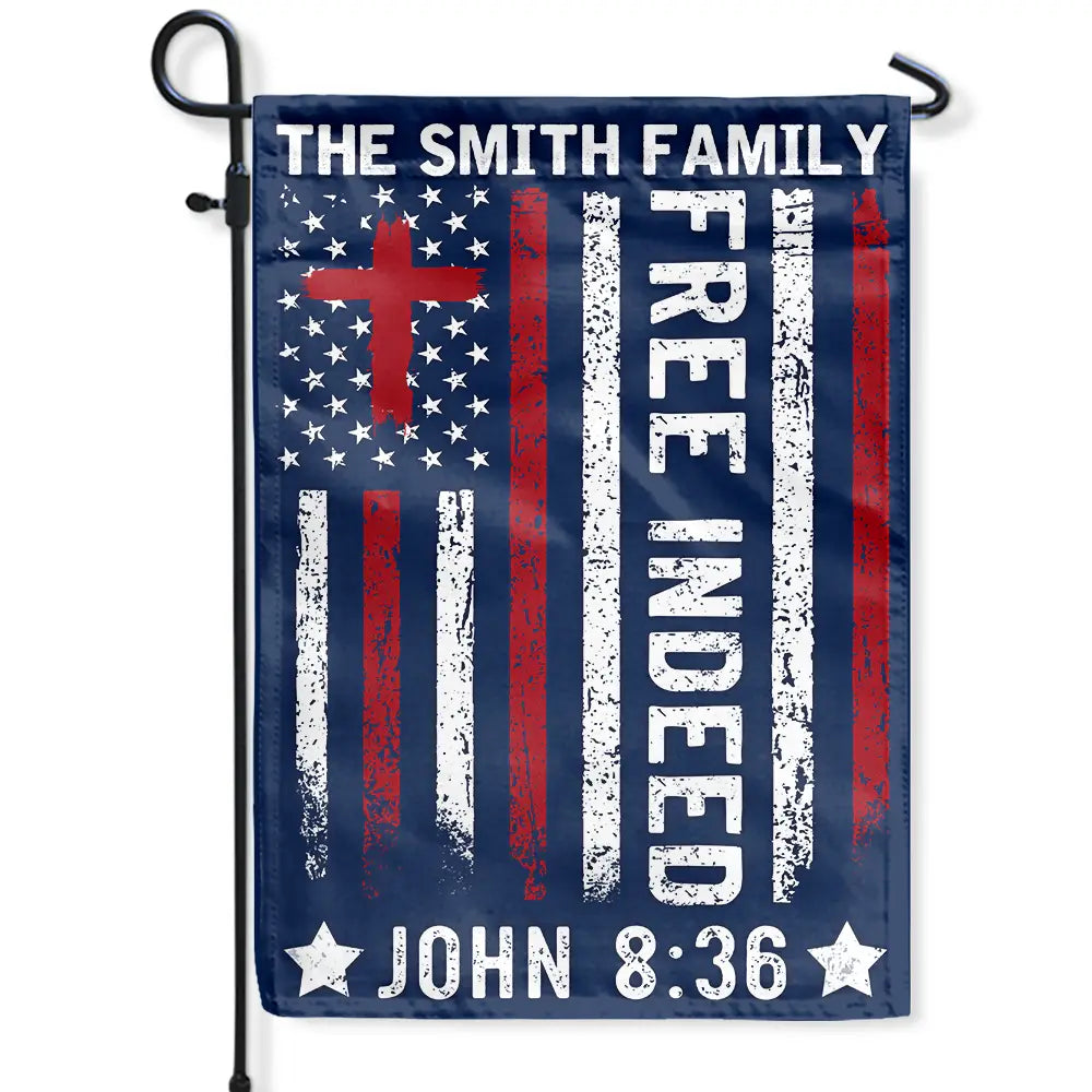 America Free Indeed Blessing Cross - Personalized Flag