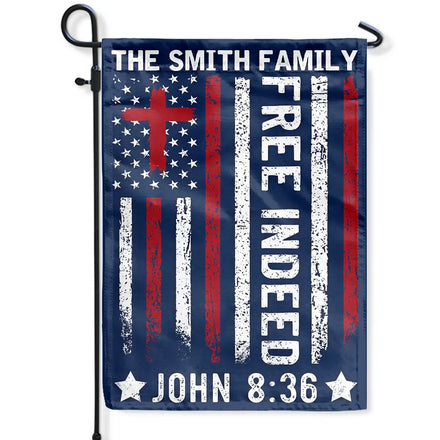 America Free Indeed Blessing Cross - Personalized Flag