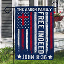 Independence Day,Christian - America Free Indeed Blessing Cross - Personalized Flag