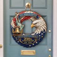 Family, Independence Day, America 250th, Happy, Top Market - 3D Effect Eagle America 250th Anniversary - Personalized Custom Shaped Wood Sign