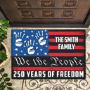 Gift For Couples,Gift For Husband,Gift For Wife,Parents,Gift For Yourself,Gift For Women,Gift For Men,Gift For Mother,Gift For Father,Gift For Daughter,Gift For Son,Family,Independence Day,America 250th,Happy,Pet Lovers,Dog Lovers,Cat Lovers - America 250 We The People Handprints - Personalized Doormat