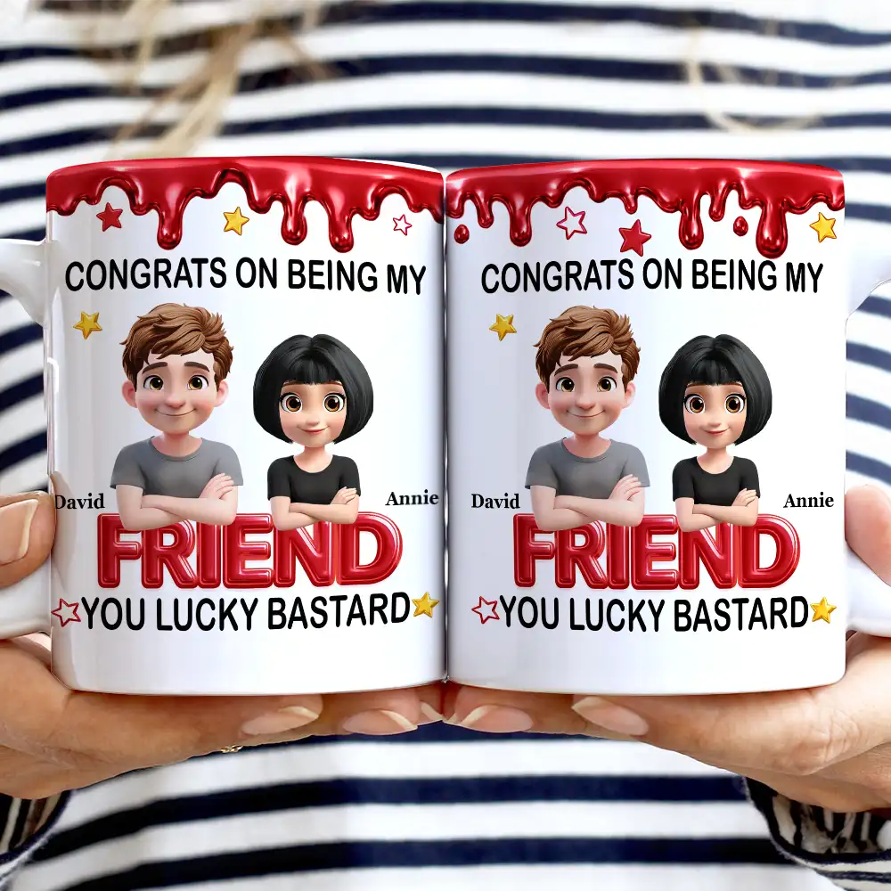 Gift For Sisters,Gift For Bestie,Gift For Women,Funny,Top Market,Gift For Brothers,Cousin,Gift For Sibling,Gift For Mother,Gift For Father - 3D Effect Congrats On Being My Brother - Personalized White Edge-to-Edge Mug