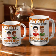 Gift For Sisters,Gift For Bestie,Gift For Women,Funny,Top Market,Gift For Brothers,Cousin,Gift For Sibling,Gift For Mother,Gift For Father - 3D Effect Congrats On Being My Brother - Personalized White Edge-to-Edge Mug