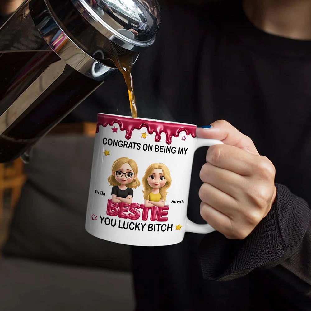 Gift For Sisters,Gift For Bestie,Gift For Women,Funny,Top Market,Gift For Brothers,Cousin,Gift For Sibling,Gift For Mother,Gift For Father - 3D Effect Congrats On Being My Brother - Personalized White Edge-to-Edge Mug