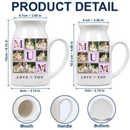 Gift For Mother,Gift For Grandma,Custom Photo,Love - Custom Photo Love You Mom - Personalized Ceramic Flower Vase