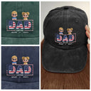 Gift For Father,Gift For Grandpa,Independence Day,Happy - Retro Style America Dad Grandpa 3D Effect - Personalized Vintage Washed Denim Cap