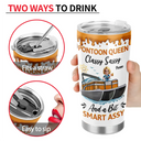 Pontoon,Gift For Yourself,Gift For Women,Lake,Funny,Vector - Pontoon Queen Classy Sassy - Personalized Tumbler