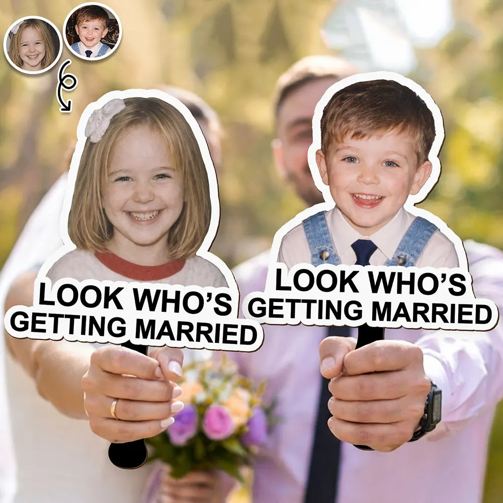 Gift For Husband,Gift For Wife,Gift For Boyfriend,Gift For Girlfriend,Gift For Couples,Love,Funny - Custom Photo Look Who's Getting Married - Personalized Handheld Fan