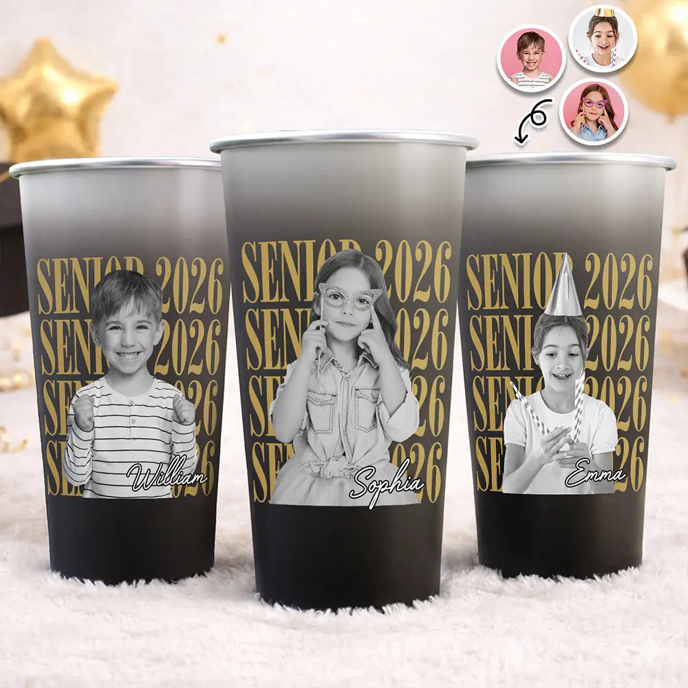 Custom Photo Vintage Senior Portrait - Personalized Aluminum Color Changing Cup