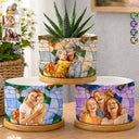 Gift For Wife,Gift For Mother,Gift For Grandma,Gift For Grandparents,Family,Love - Custom Photo Stained Glass Portrait Mom Grandma Parents Family - Personalized Ceramic Plant Pot