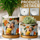 Gift For Wife,Gift For Mother,Gift For Grandma,Gift For Grandparents,Family,Love - Custom Photo Stained Glass Portrait Mom Grandma Parents Family - Personalized Ceramic Plant Pot