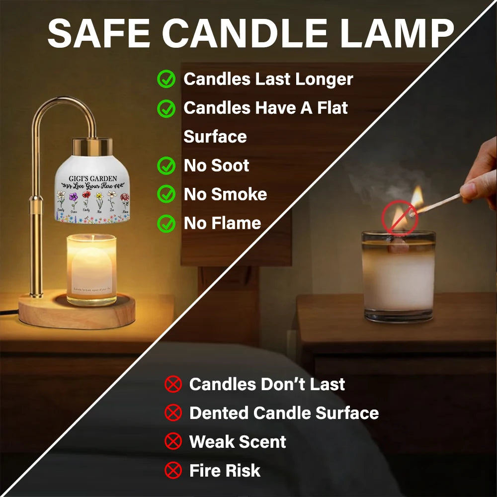 Happy,Gift For Grandma,Love - In Grandma's Garden Love Grows Here - Personalized Candle Warmer Lamp