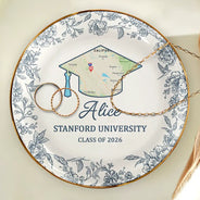 Graduation,Happy,Location Map - Location Map Congrats Graduation - Personalized Ring Dish