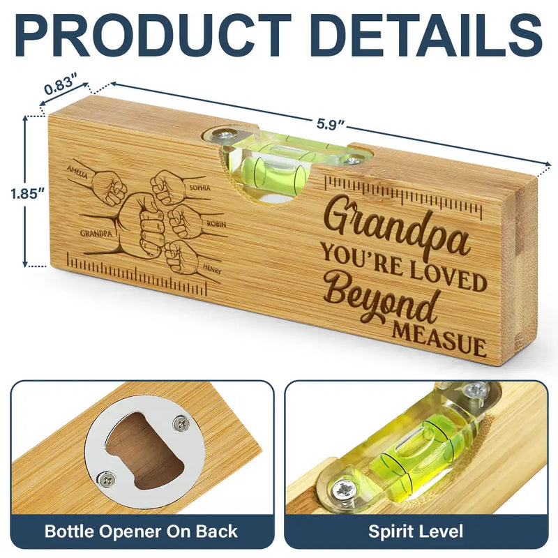 Dad - Children,Gift For Father,Gift For Grandpa,Happy,Icon,Humorous - Dad You're On Another Level Hand Punch - Personalized Bottle Opener Wood Level