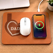 Gift For Father,Gift For Grandpa,Grandpa - Grandkids,Non-Eng,Icon,Proud - Grandpa Dad Kids Handprints - Personalized Leather Charging Mat