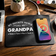 Gift For Father,Gift For Grandpa,Grandpa - Grandkids,Special Font,Proud - My Favorite People Call Me - Personalized Leather Charging Mat