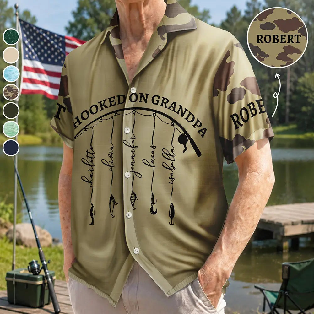 Gift For Father,Fishing,Summer,Proud,Icon - Reel Cool Dad Grandpa - Personalized Hawaiian Shirt