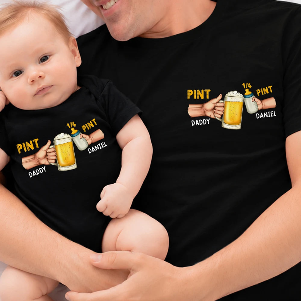 Gift For Husband,Gift For Yourself,Parents,Gift For Men,Gift For Father,New baby,New Dad,Non-Eng,Icon,Adorable - Dad And Baby Drinking Pint - Personalized T Shirt
