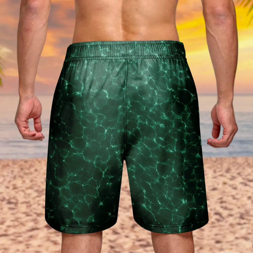 Gift For Father, Gift For Grandpa, Fishing, Non-Eng, Icon, Proud - Reel Cool Dad Grandpa - Personalized Unisex Beach Shorts