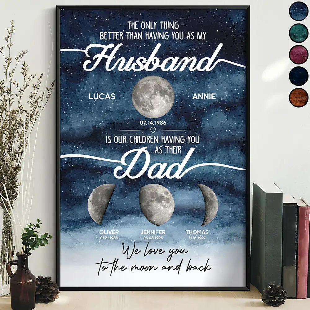 Moon Phase We Love You To The Moon And Back Dad - Personalized Poster