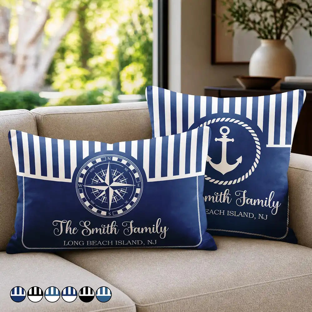 Beach House Lake House Family Name - Personalized Pillow