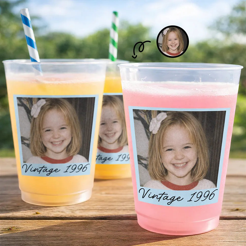 Custom Photo Vintage Photo Birthday Party - Personalized Frosted Cups
