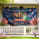 America 250th,Independence Day,Top Market,Family,Proud,Custom Text - 3D Effect Celebrating America 250 Years - Personalized Horizontal Banner