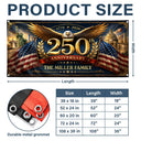 America 250th,Independence Day,Top Market,Family,Proud,Custom Text - Metal Effect Patriotic Eagle 250th Anniversary - Personalized Horizontal Banner