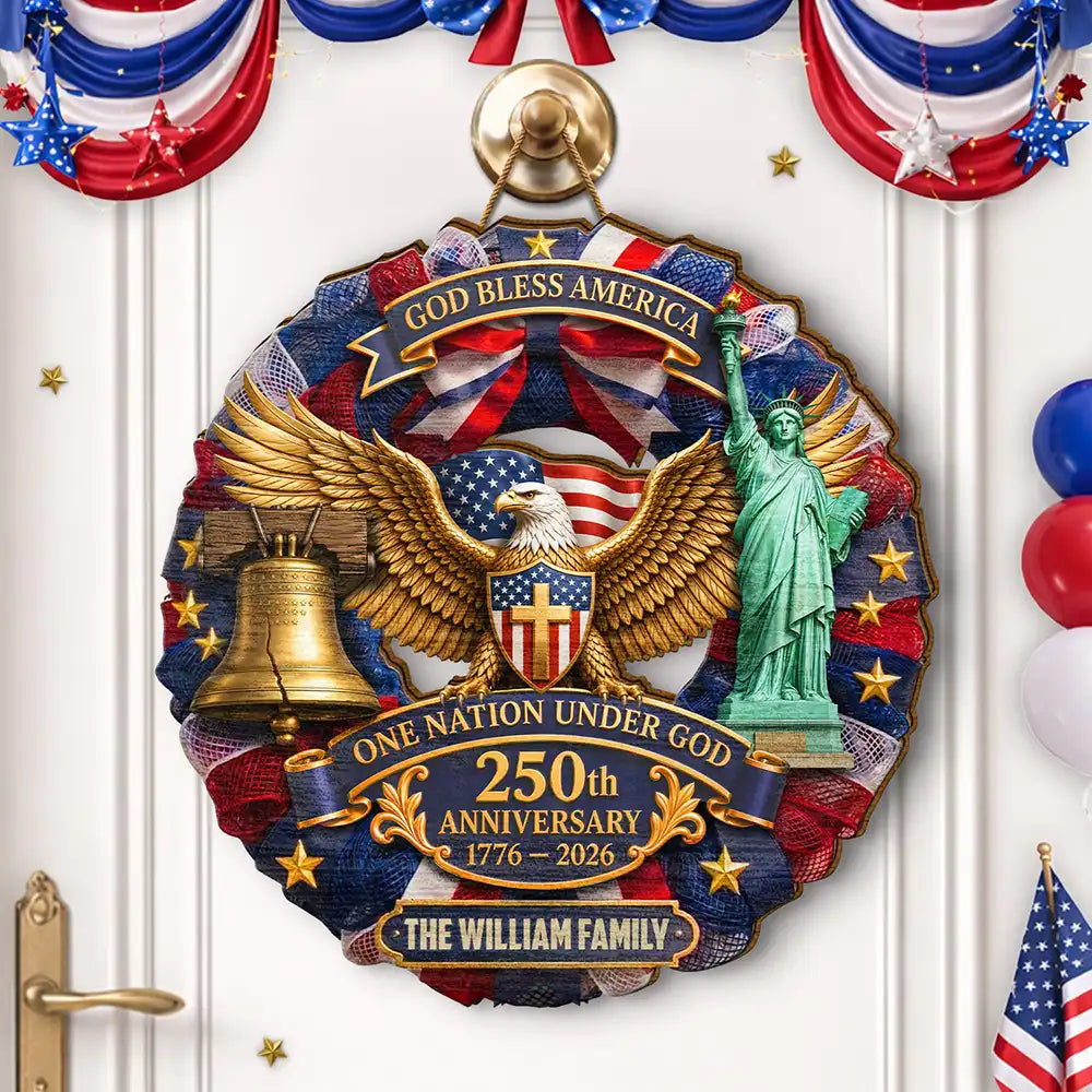 3D Effect God Bless America One Nation Under God - Personalized Custom Shaped Wood Sign