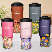 Back To School,Top Market,Teacher,Confident,Icon - Blooming With Birth Flower And Name - Personalized 30oz Tumbler With Handle