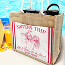 Custom Photo, Art Design, Summer, Gift For Bestie, Playful, Photo - Pencil Sketch - Remove BG - Custom Photo Pencil Sketch Girls Trip A Lot Of Laughter & Memory - Personalized Jute Tote Bag