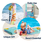Gift For Kids, Summer, Playful, Vector - Scuba Diving Kid With Name - Personalized Beach Towel
