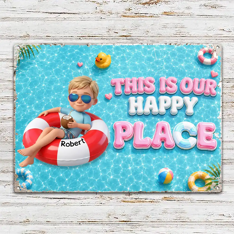 Art Design, Playful, Custom Photo, Grandparents, Summer, Poolside, Outdoor Decor, Photo - Swimming Float 3D Effect - Custom Photo 3D Summer Concept Life Is Better At Nana Papa Pool - Personalized Classic Metal Signs