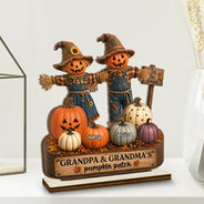 Top Market,Adorable,Gift For Grandchildren,Gift For Grandkids,Gift For Grandma,Halloween,Grandma - Grandkids,Icon - Grandma Pumpkin Patch Halloween - Personalized Custom Shaped Wooden Plaque