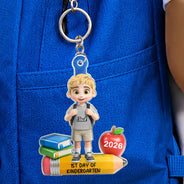 Top Market,Adorable,Back To School,Gift For Kids,Vector - First Day Of Kindergarten - Personalized Acrylic Keychain