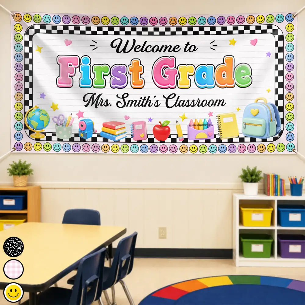 Welcome To First Grade Kindergarten - Personalized Horizontal Banner