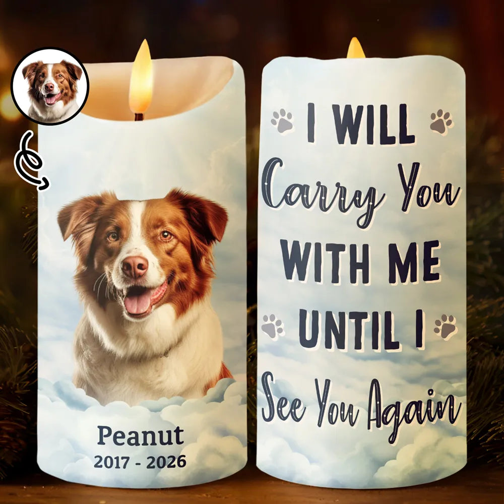 Custom Photo I Will Carry You With Me - Personalized Flameless LED Candle