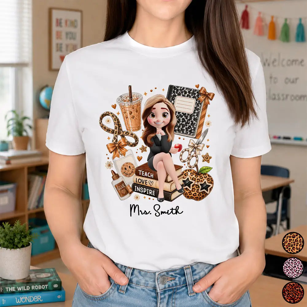 Leopard Style Teacher Life - Personalized T Shirt