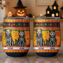 Art Design,Playful,Halloween,Pet Lovers,Hispanic,Photo - Hispanic Mexican Flowers Pet - Custom Photo Hispanic Pet Day Of The Dead - Personalized Wine Tumbler