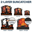 Halloween,Romantic,Gift For Couples,Vector - Till Death Do Us Part - Personalized Window Hanging Suncatcher Ornament