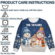 Christmas,Cozy,Family,Icon - Family Snowmen 3D Effect - Personalized Unisex Ugly Sweater