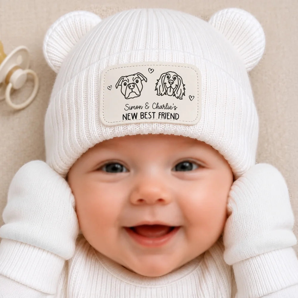 Pet New Best Friend Baby Shower Gifts For New Mom New Dad New Baby - Personalized Baby Beanie And Mittens