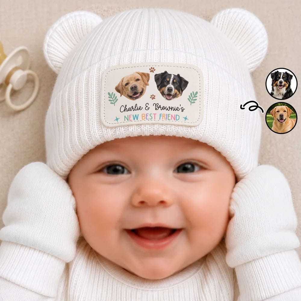 Custom Photo Pet New Best Friend Baby Shower Gifts For New Mom New Dad New Baby - Personalized Baby Beanie And Mittens