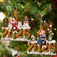 Pet Couple,Christmas,Romantic,Pet Lovers,Gift For Couples,Vector - Pet Couple Lovely Christmas Keepsake - Personalized Custom Shaped Wooden Ornament