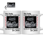 Custom Photo Baby Bump Can't Wait To Meet You - Pregnancy Gift - Personalized Mug