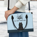 All Day Every Day - Gift For Cat Mom - Personalized Leather Bag