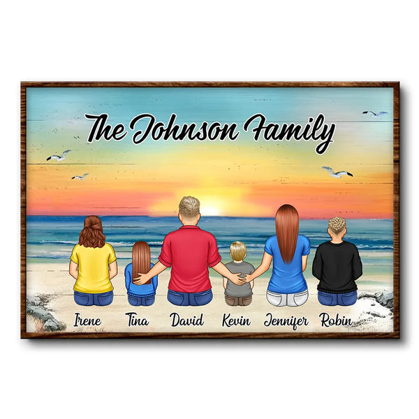 Family Beach Vintage Retro - Personalized Poster