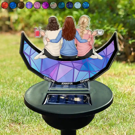 Besties Sister Friend Sitting Together - Personalized Solar Light